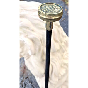 Vintage Bridges Brass Knob Walking Cane Stick 35.5" Seal of Georgia State Motif?